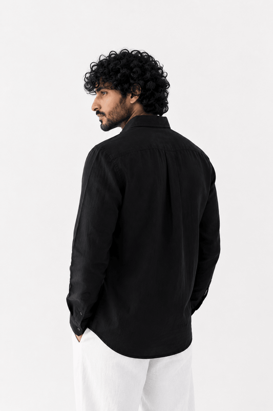 Deep Black- Irish Linen - leafiber.com