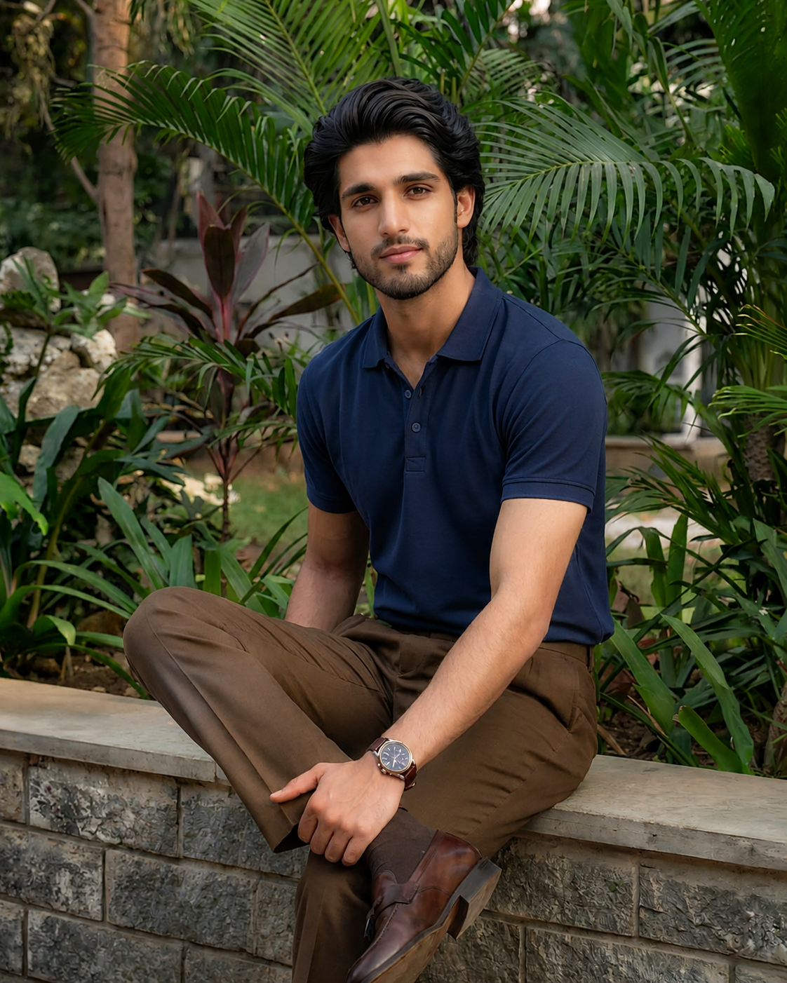 Navy Blue Solid Polo