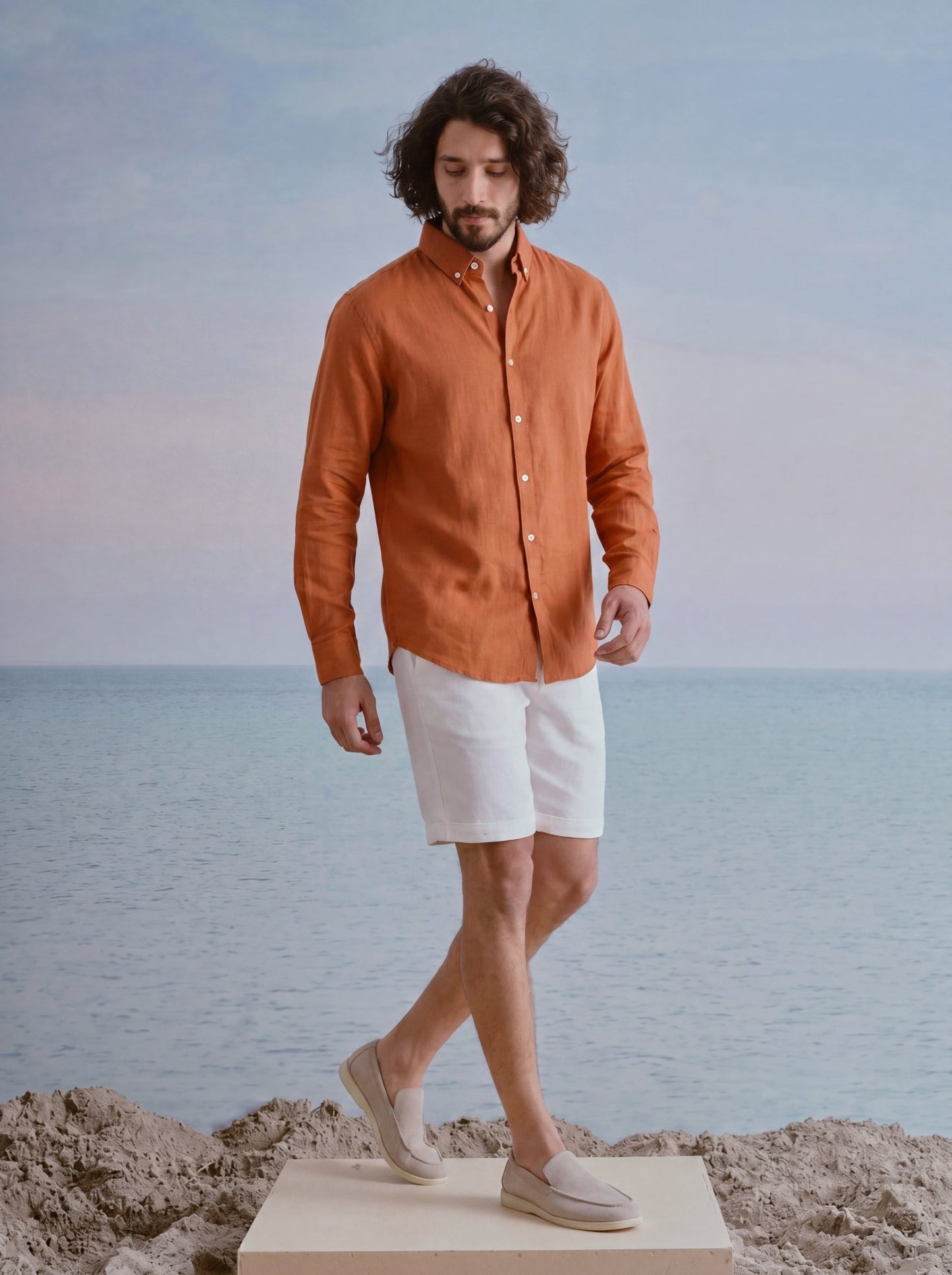 100% European Linen Classic Shirt – Olive Green - leafiber.com