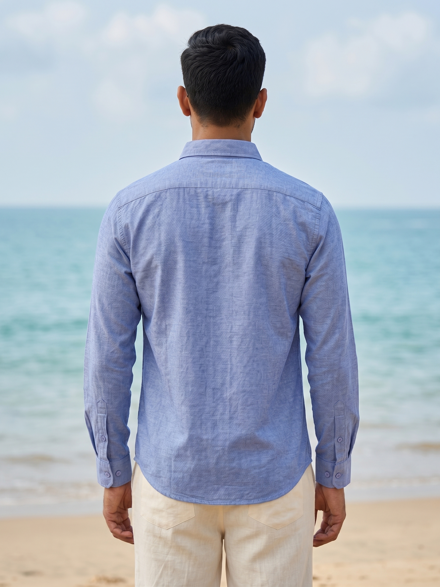 Premium Irish Linen Coastal Shirt — Sky Blue