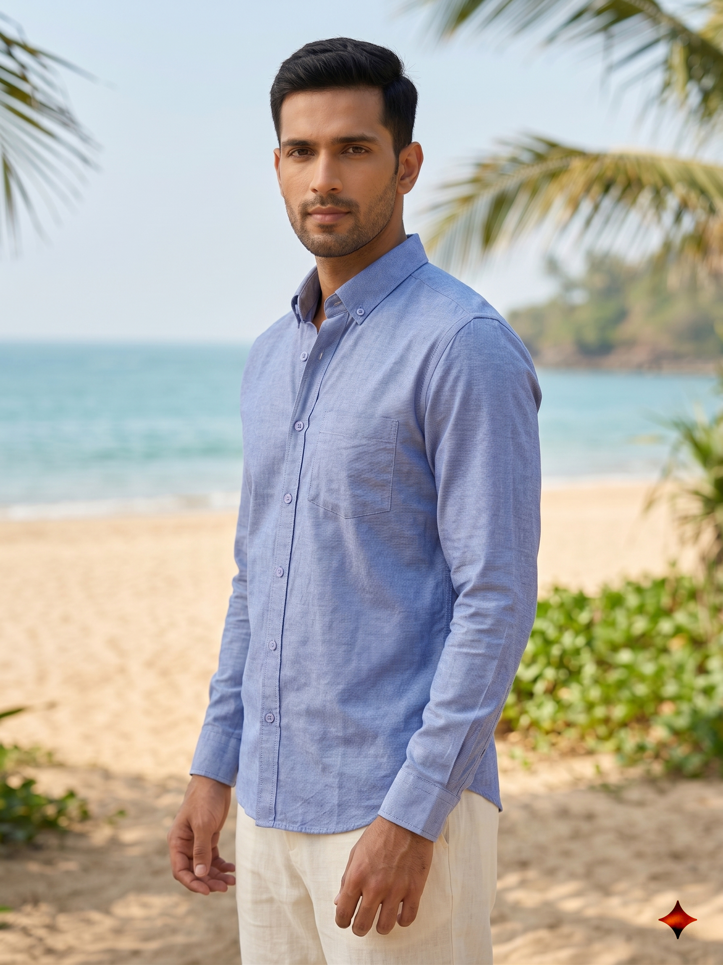 Premium Irish Linen Coastal Shirt — Sky Blue