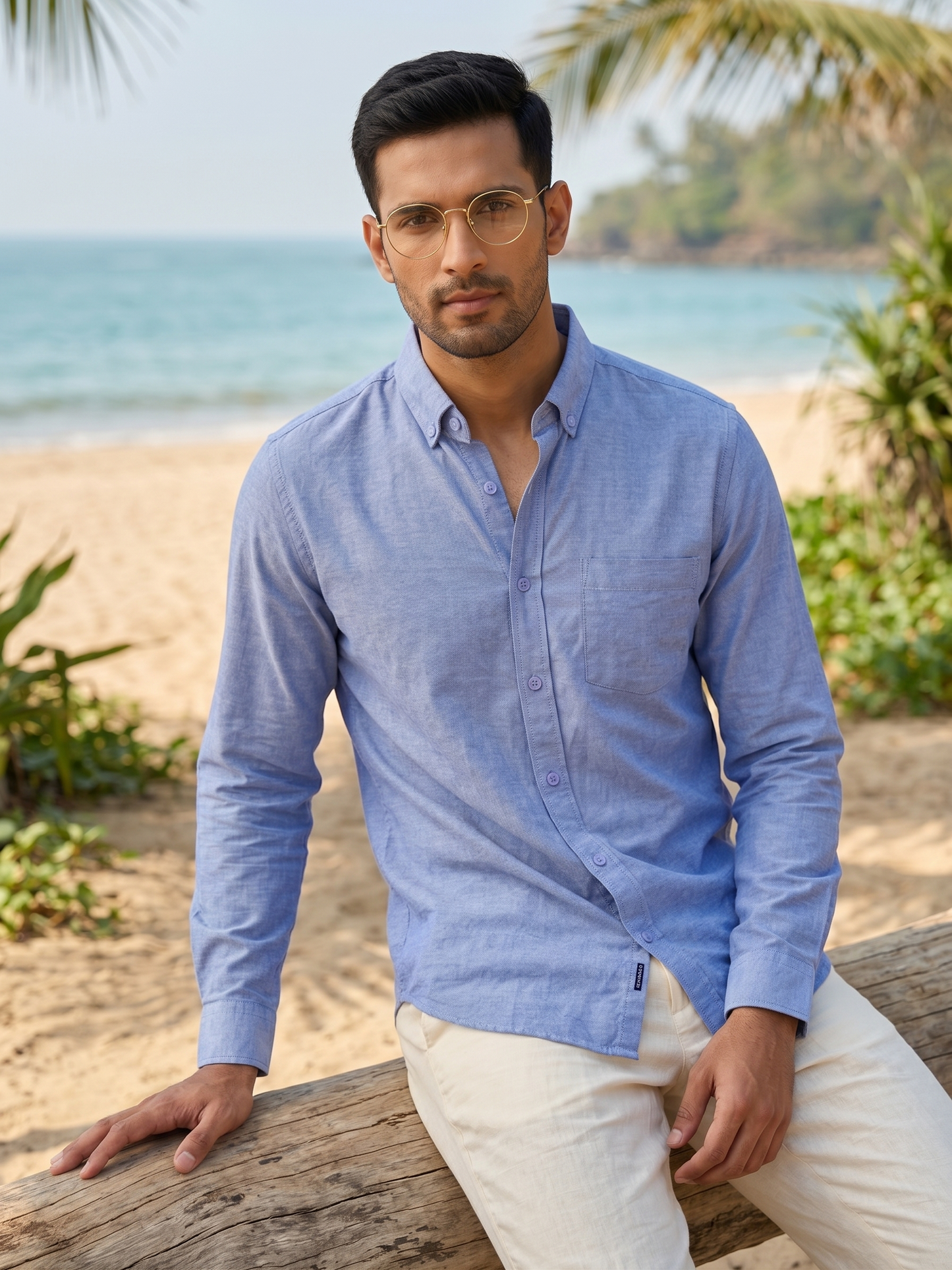 Premium Irish Linen Coastal Shirt — Sky Blue