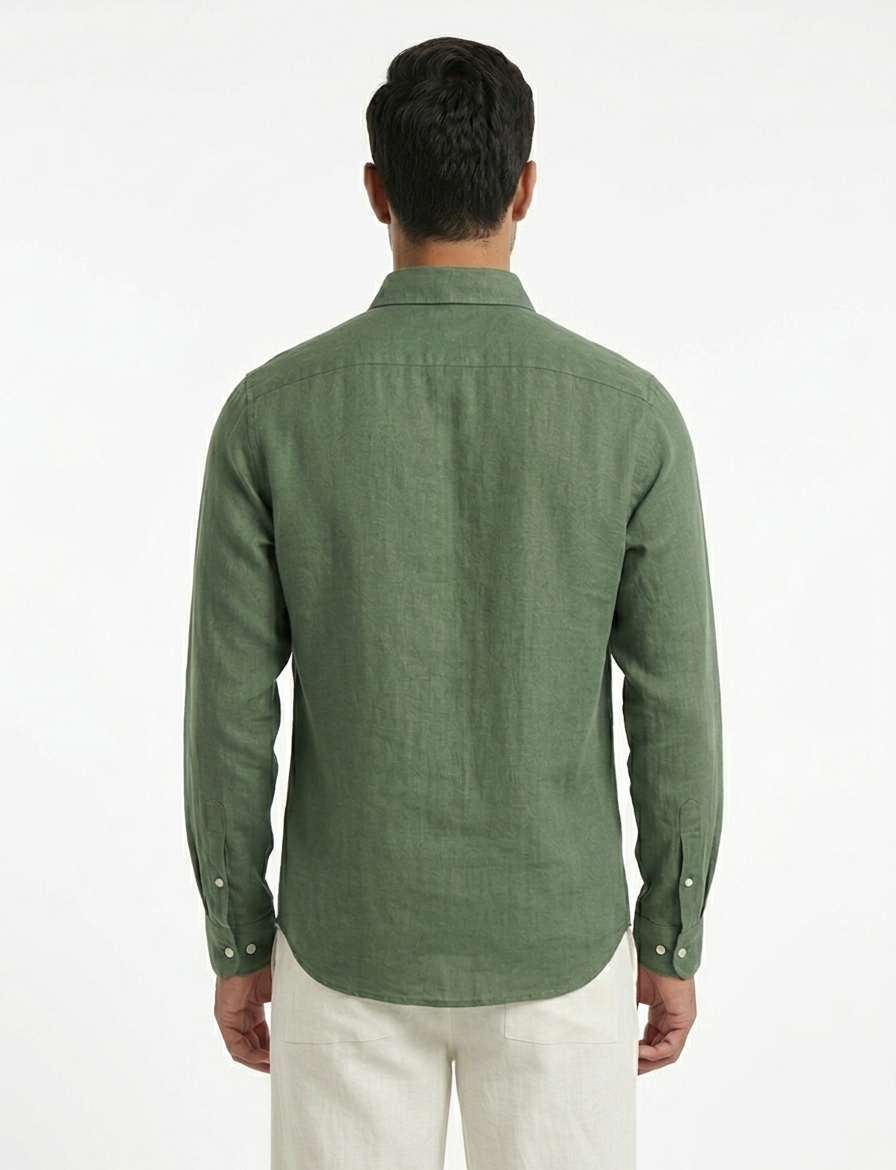 Premium Irish Linen Button-Down Shirt — Green