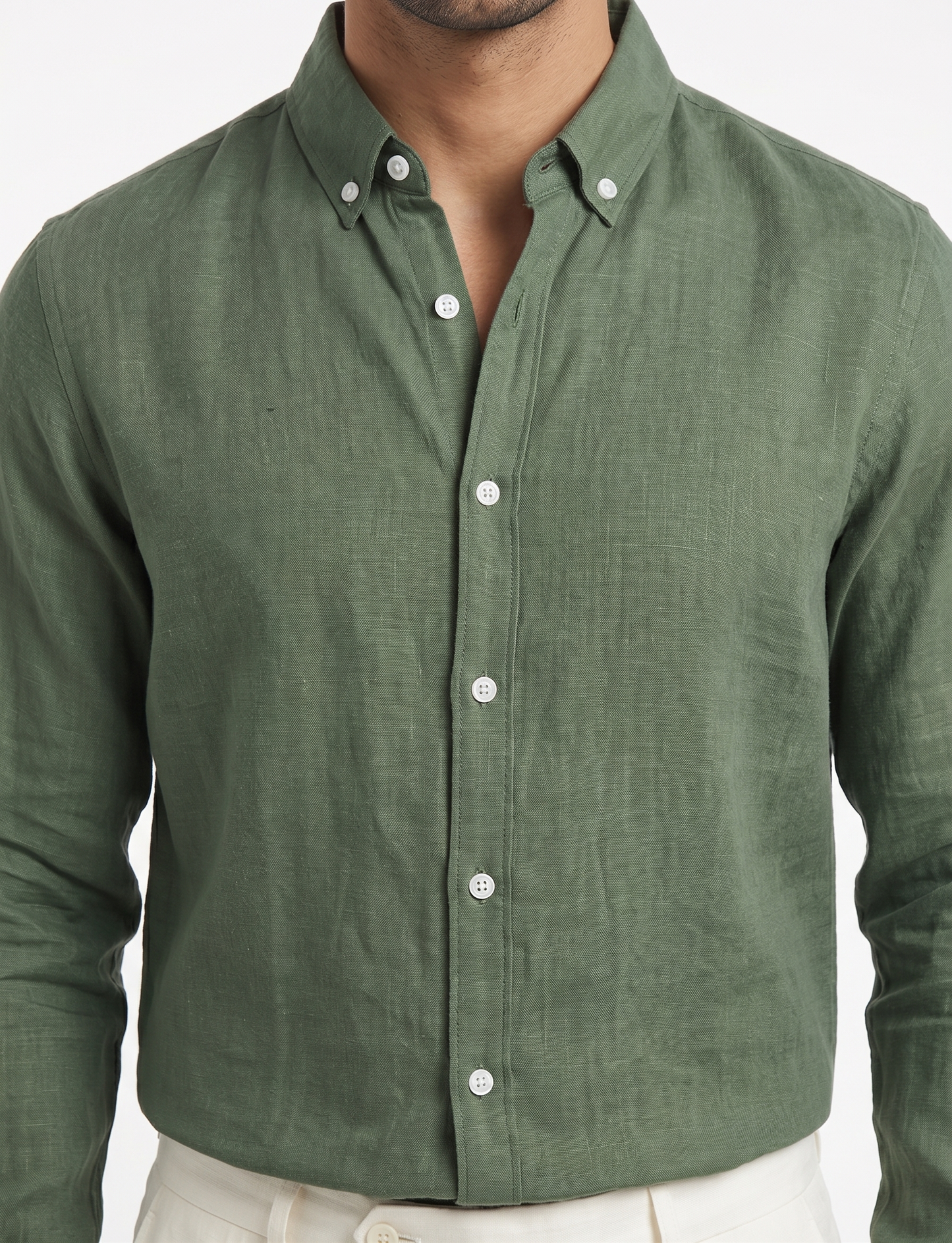 Premium Irish Linen Button-Down Shirt — Green