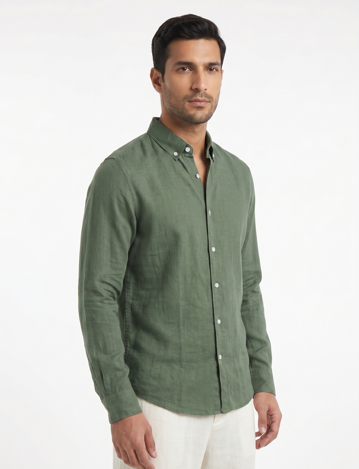 Premium Irish Linen Button-Down Shirt — Green