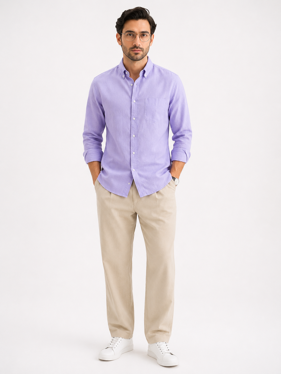 Pure Irish Linen Everyday Shirt — lavender