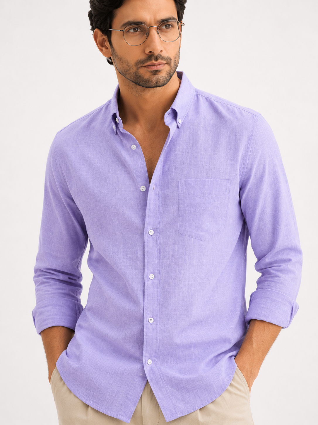Pure Irish Linen Everyday Shirt — lavender