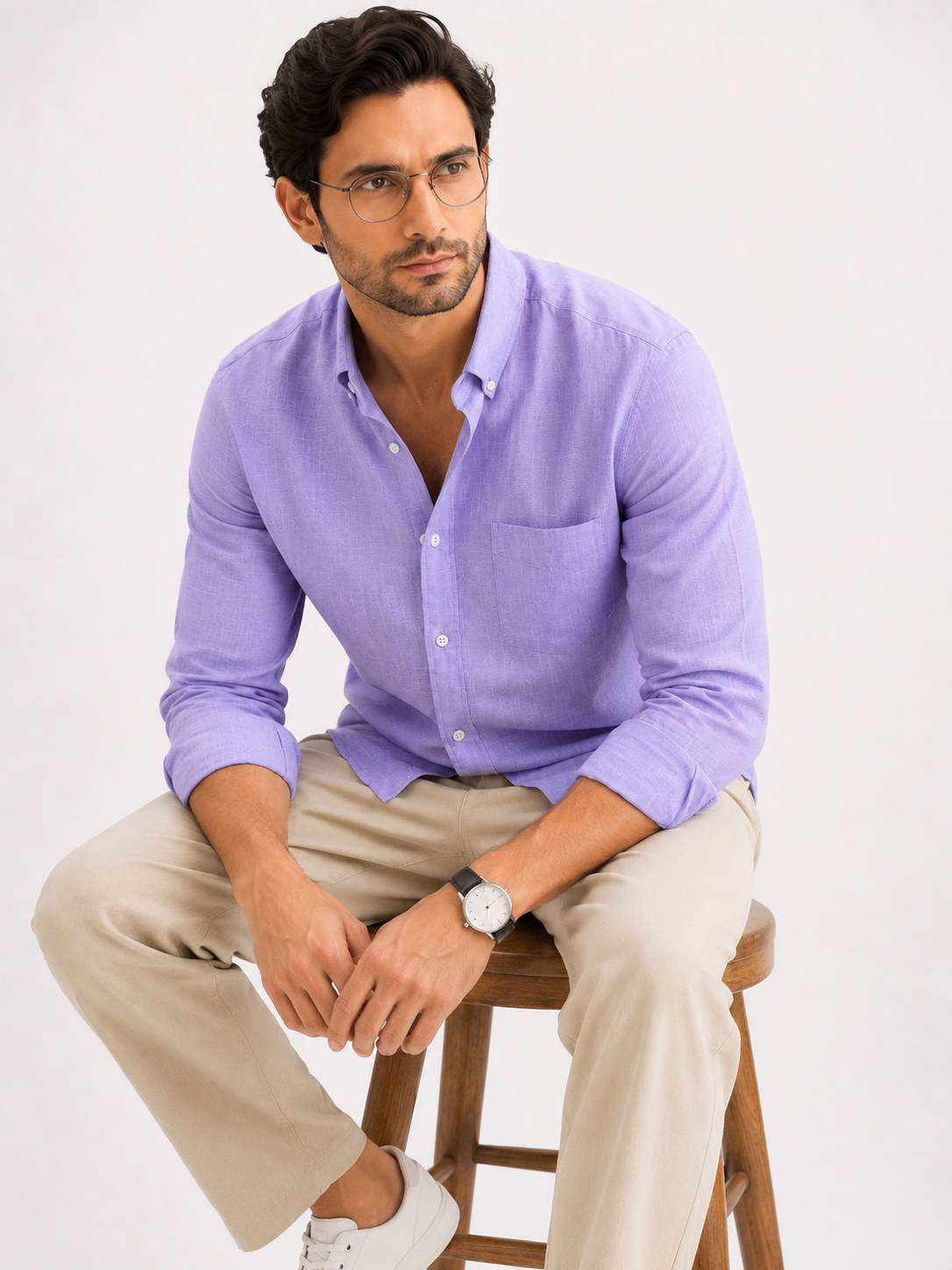 Pure Irish Linen Everyday Shirt — lavender