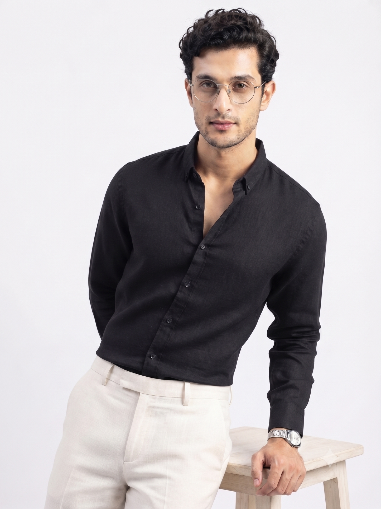 Pure Irish Linen Everyday Shirt —Deep Black
