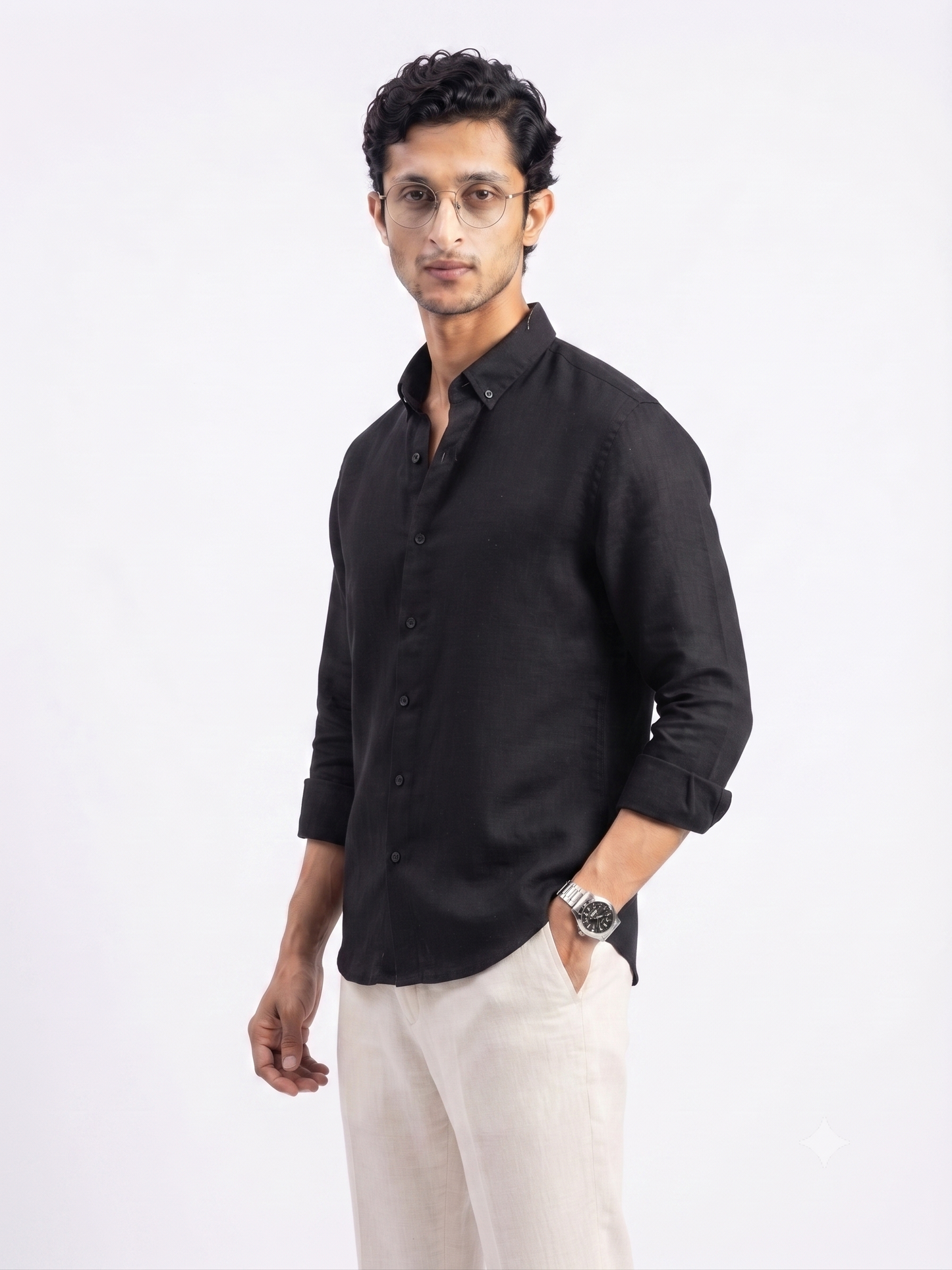 Pure Irish Linen Everyday Shirt —Deep Black
