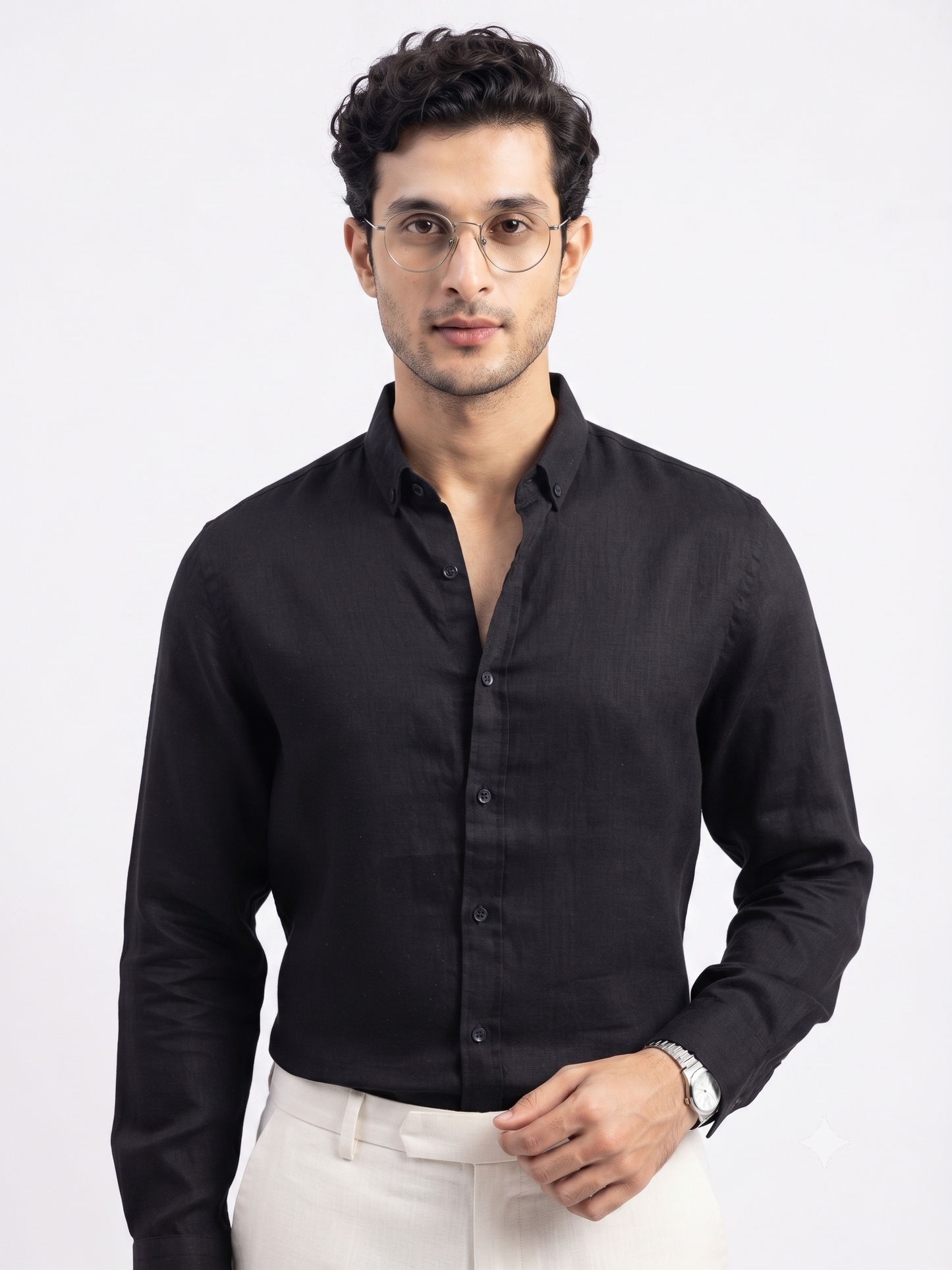 Pure Irish Linen Everyday Shirt —Deep Black