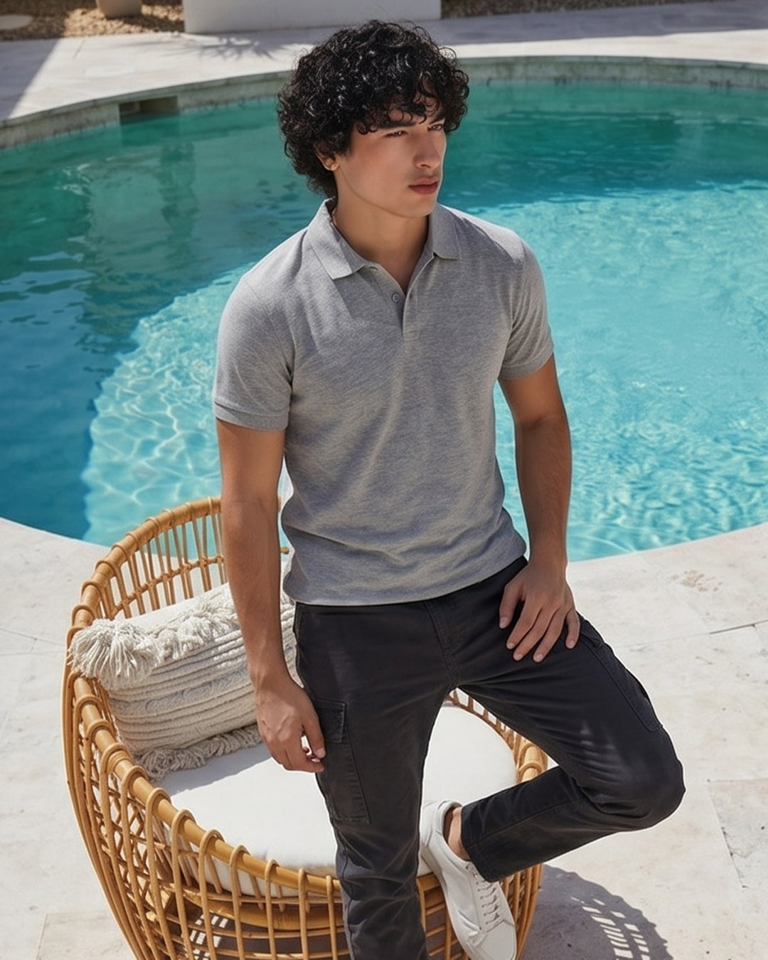 Light Grey Melange Polo