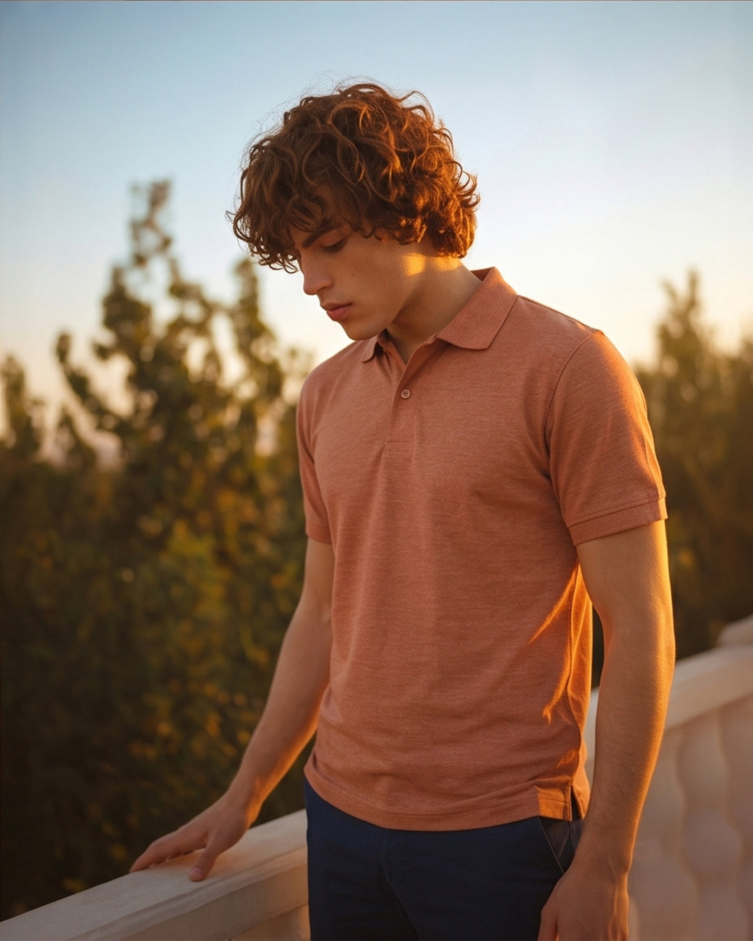 Rust Orange Melange Polo