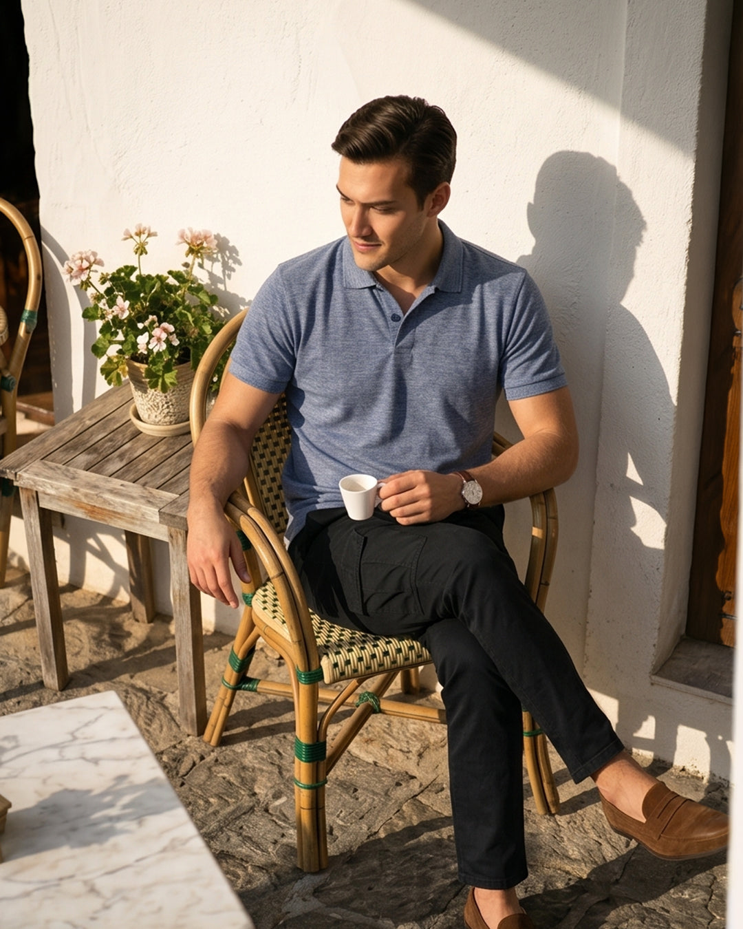 Steel Blue Melange Polo