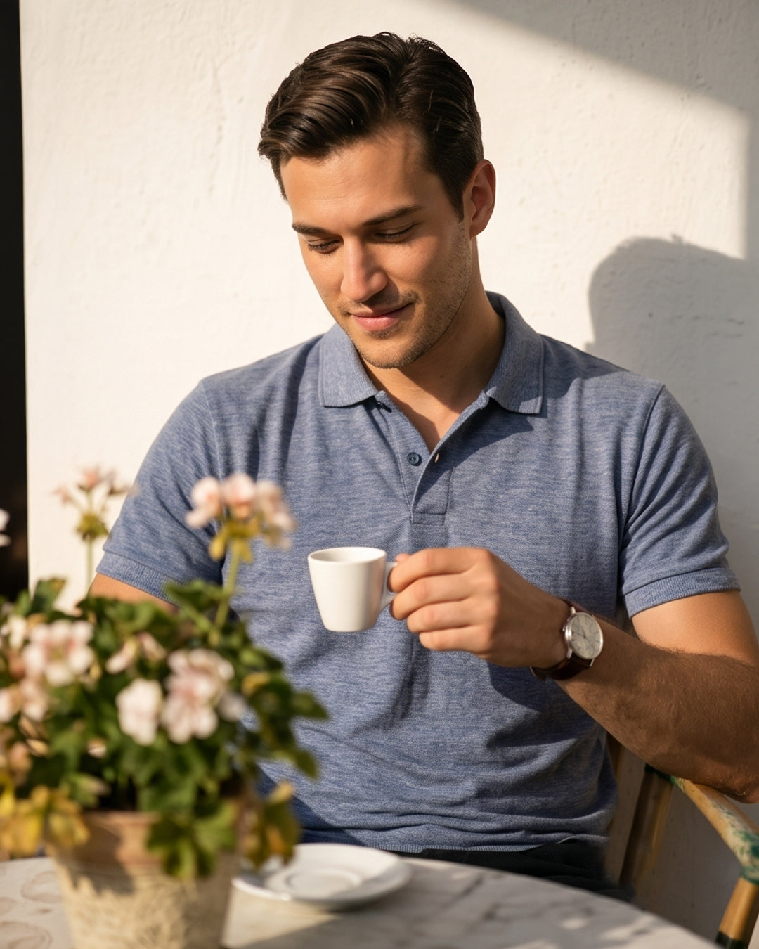 Steel Blue Melange Polo