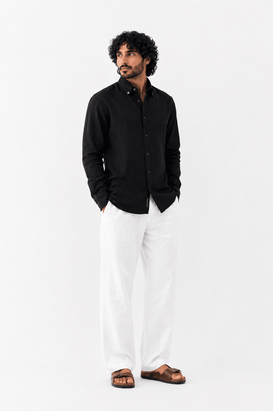 Deep Black- Irish Linen - leafiber.com
