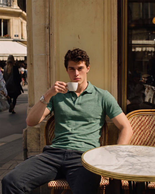 Green Melange Polo - leafiber.com
