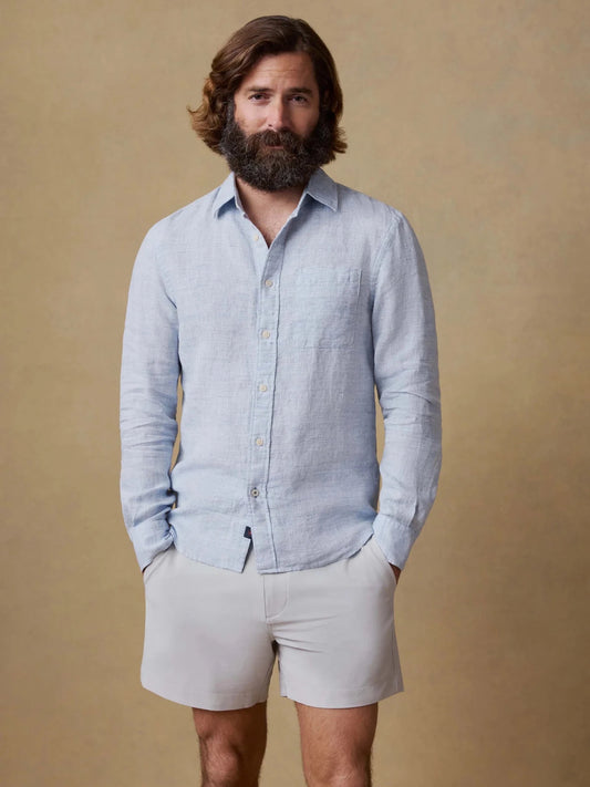 Premium Irish Linen Coastal Shirt — Sky Blue - leafiber.com
