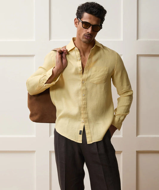 Pure Irish Linen Everyday Shirt — Butter Cream - leafiber.com