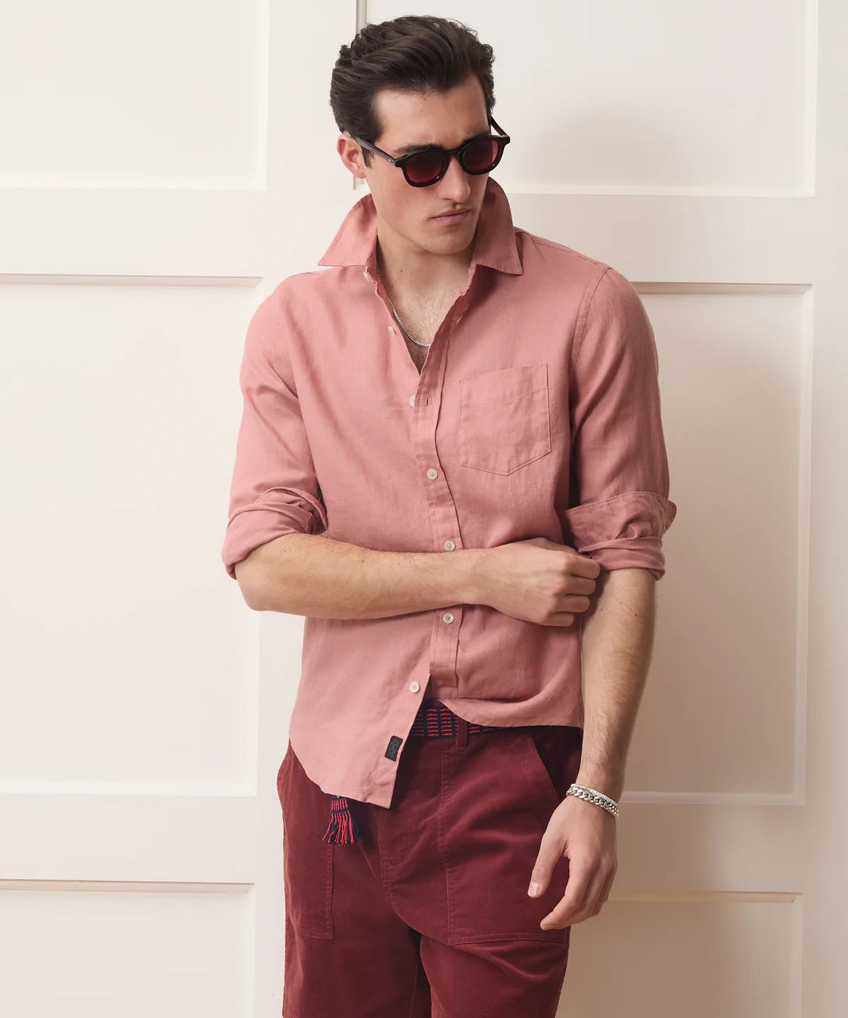 Pure Irish Linen Everyday Shirt — Dusty Rose - leafiber.com