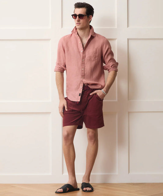 Pure Irish Linen Everyday Shirt — Dusty Rose - leafiber.com