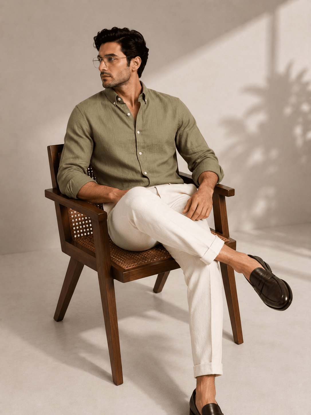 Pure Irish Linen Everyday Shirt — Olive Green - leafiber.com