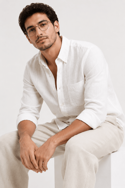 Pure Irish Linen Everyday Shirt — Pure White - leafiber.com