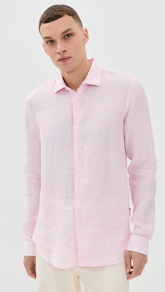 Pure Irish Linen Everyday Shirt — Soft Pink - leafiber.com