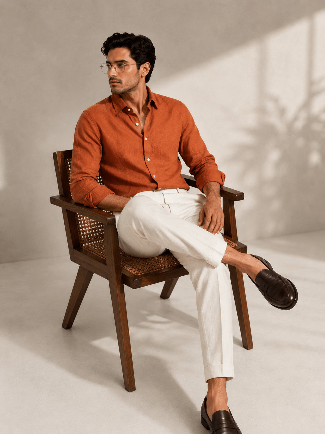 Pure Italian Linen Everyday Shirt — Orange - leafiber.com