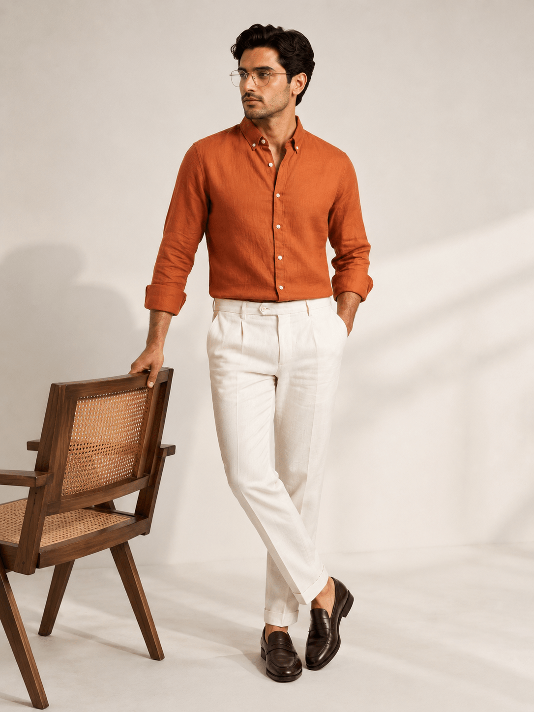 Pure Italian Linen Everyday Shirt — Orange - leafiber.com