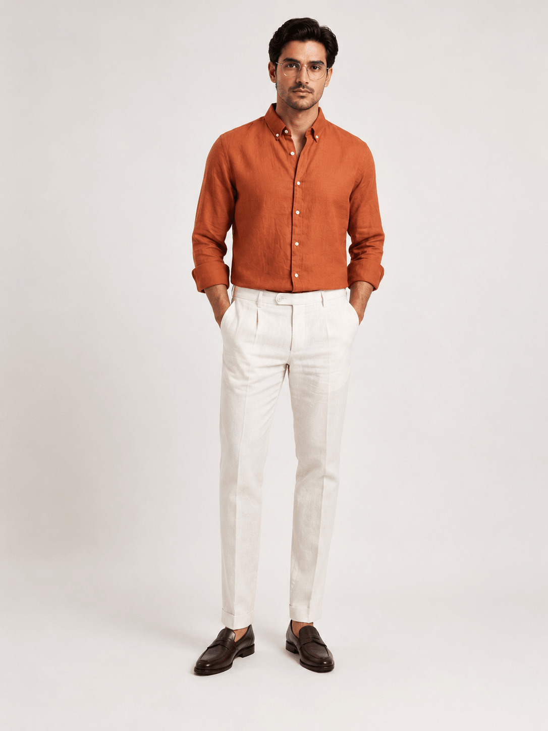 Pure Italian Linen Everyday Shirt — Orange - leafiber.com